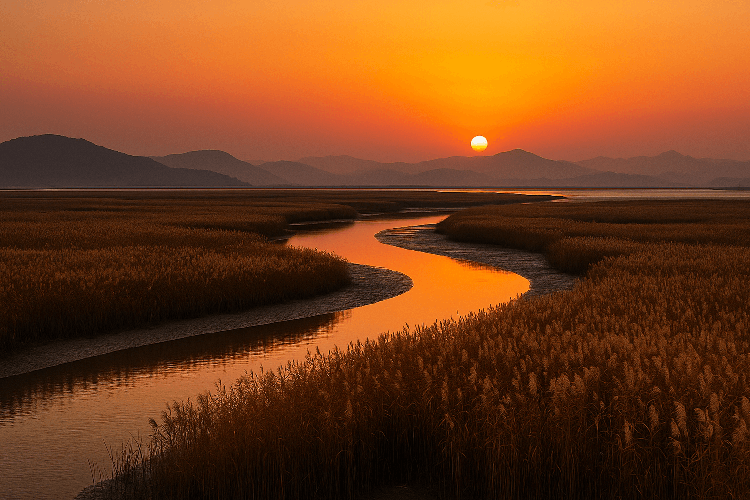 11월 순천만 갈대밭 노을 여행, 황금빛 억새와 붉은 석양이 물드는 자연 감성 산책