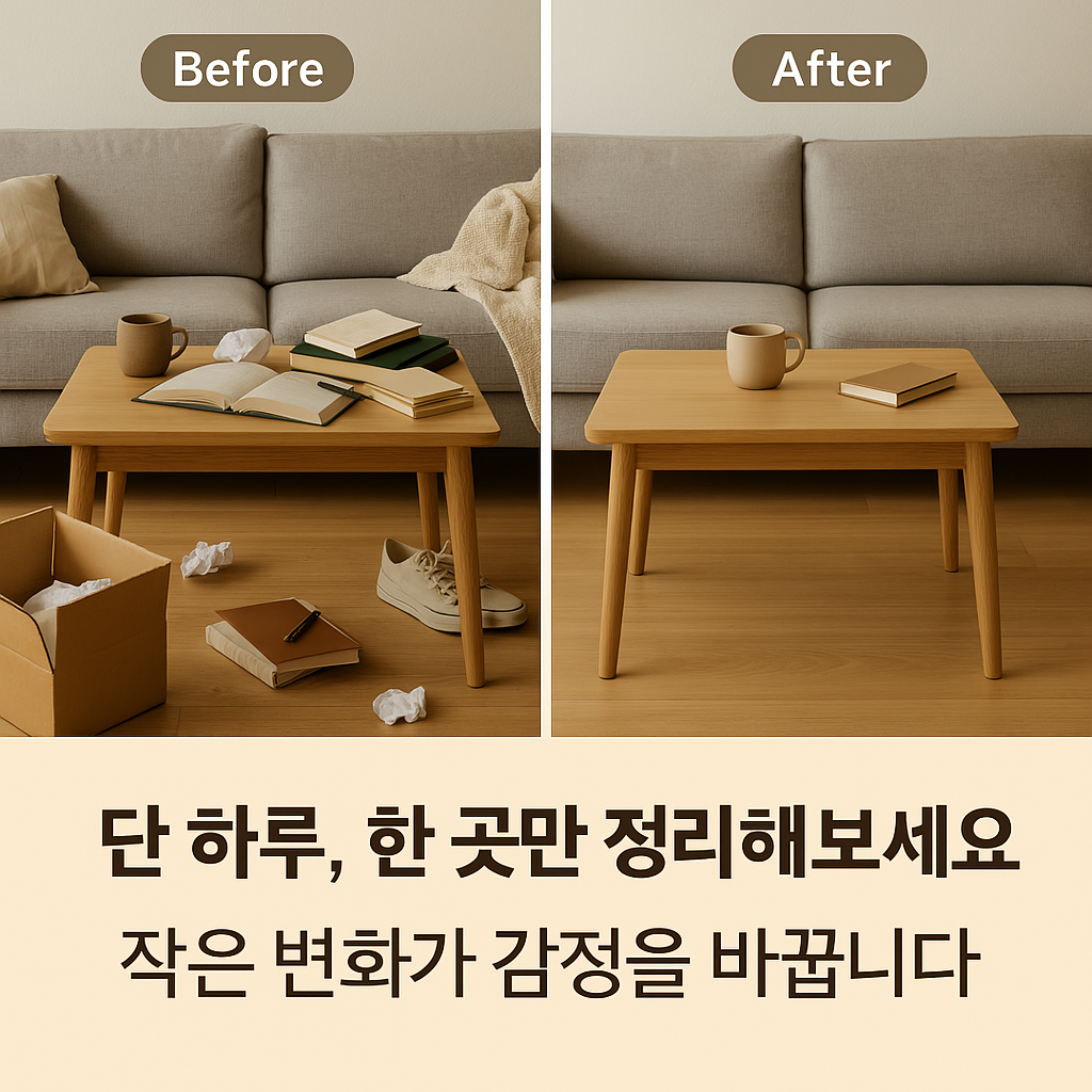 거실 정리 전후 사진