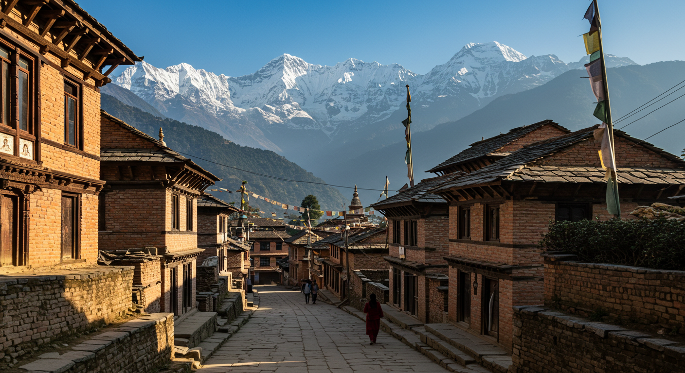 전통 네와르 건축물의 마을