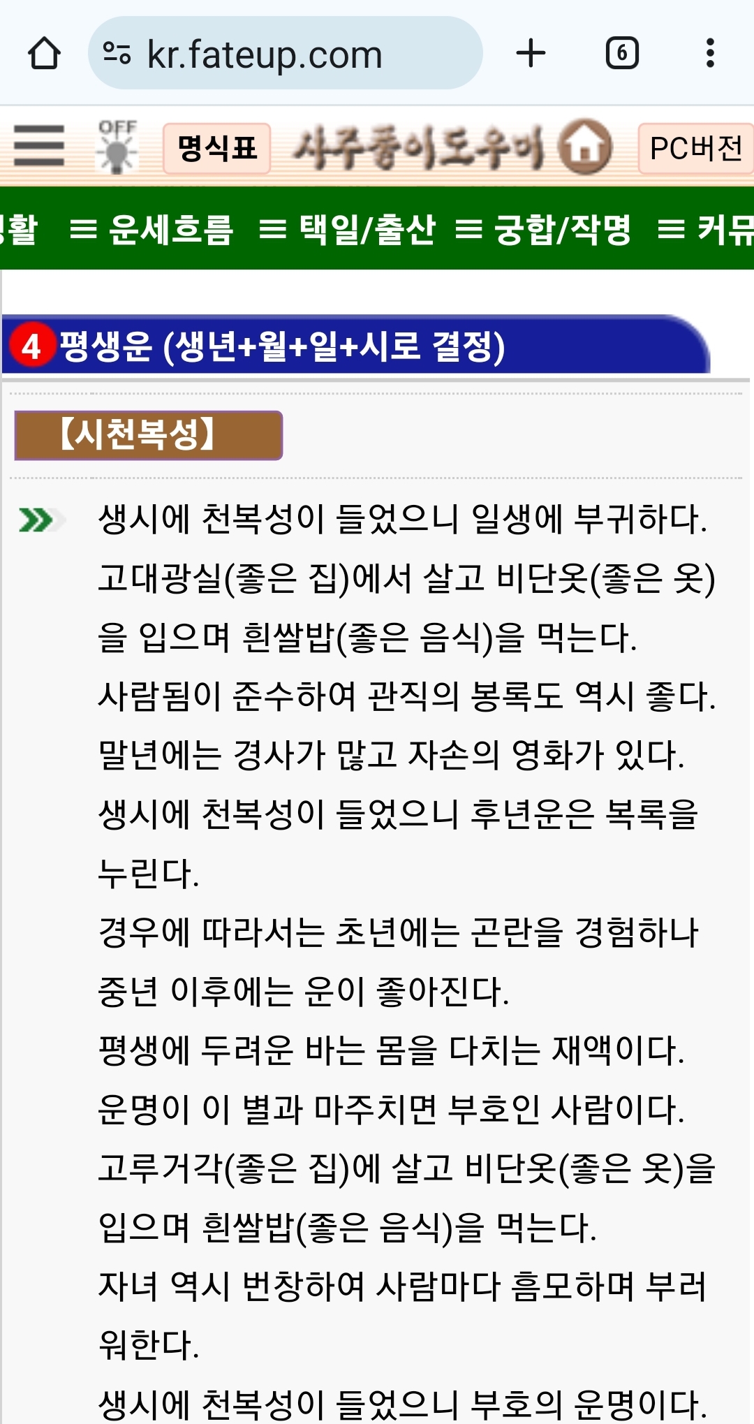 사주풀이 도우미 무료사주풀이 예제2