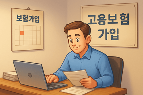 자영업자가 고용보험 가입을 하고 있는 웹툰 이미지