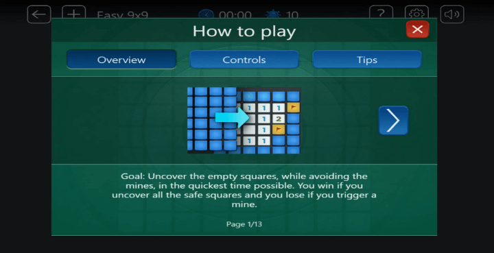 윈도우-지뢰찾기-게임하기-도움말-화면