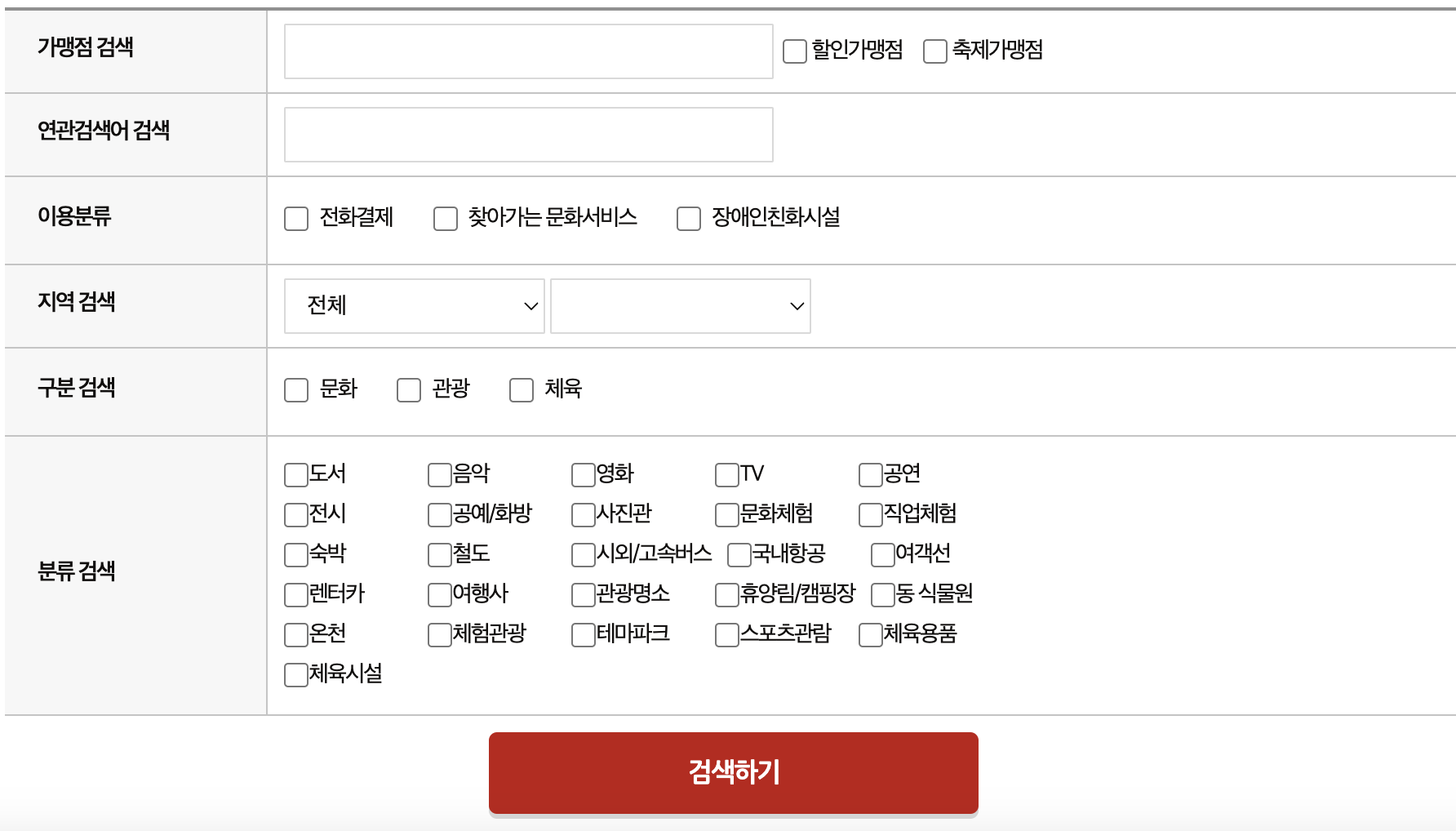 문화누리카드 오프라인 가맹점