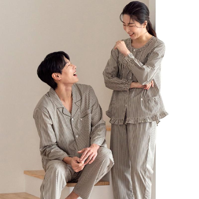 메이플라워 카키ST 순면 커플 잠옷 빅사이즈 파자마 세트