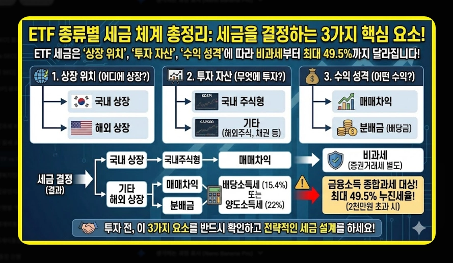 국내 ETF vs 해외 ETF 세금 비교 유형별 과세 구조 및 종합과세 피하는 법