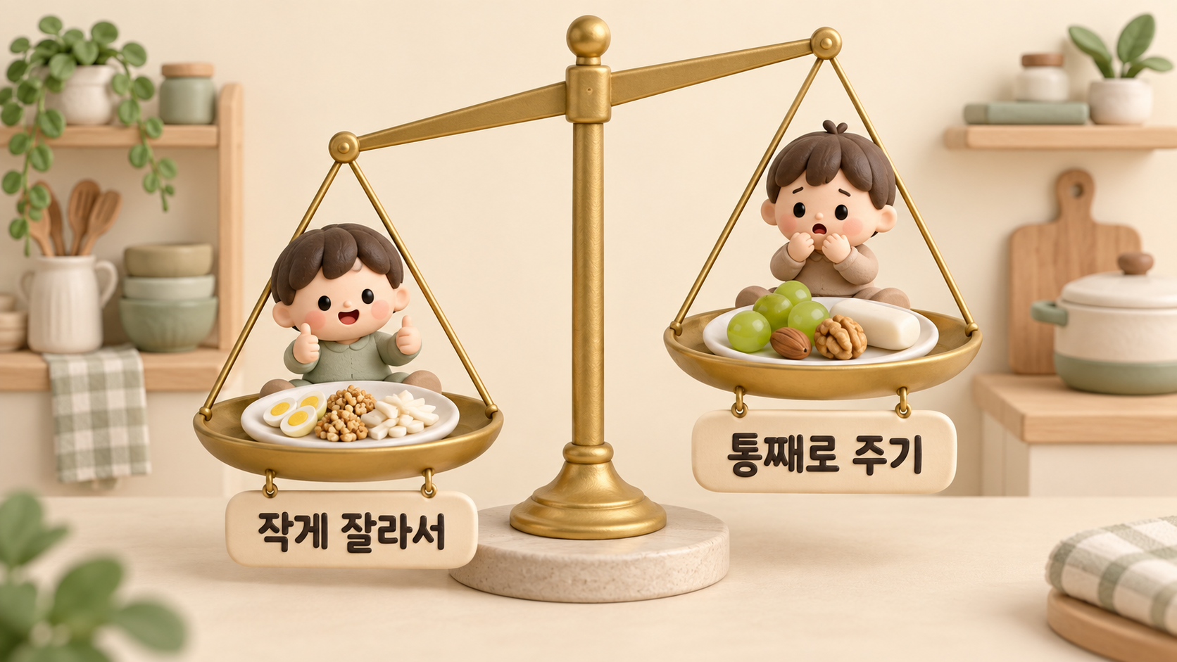 자르기 전후 식감 대조