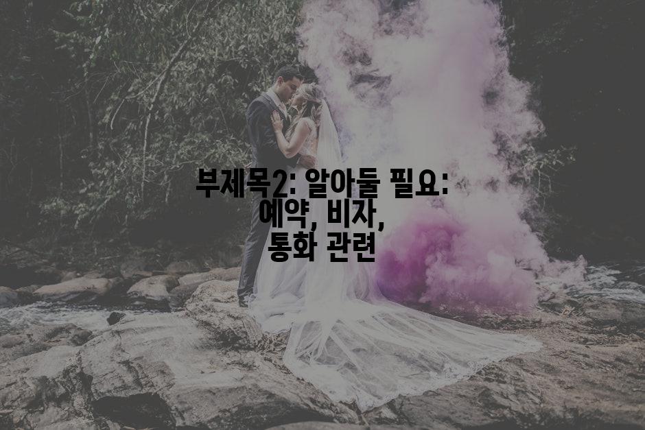 부제목2: 알아둘 필요: 예약, 비자, 통화 관련