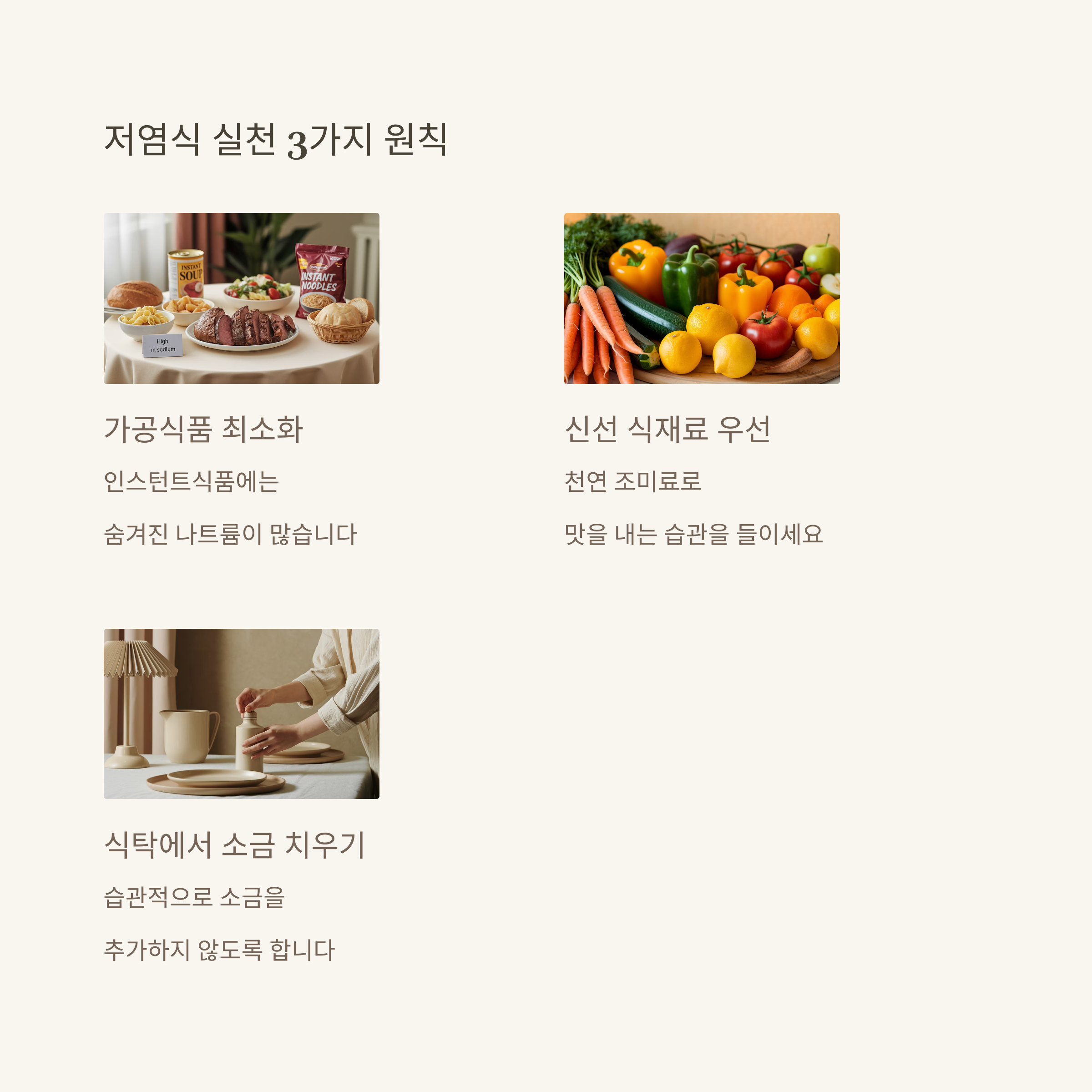 나트륨 줄이기로
인생 후반전을 준비해보세요.