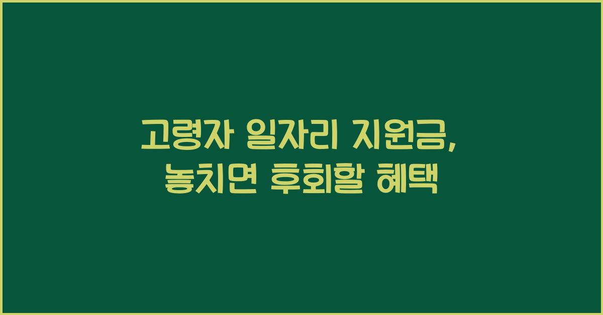 고령자 일자리 지원금