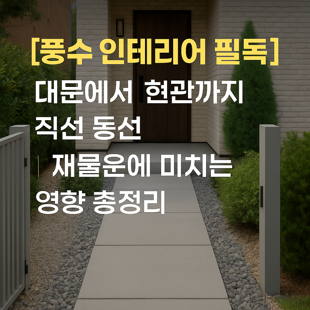 [풍수 인테리어 필독] 대문에서 현관까지 직선 동선 ｜ 재물운에 미치는 영향 총정리