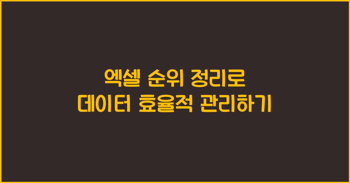 엑셀 순위 정리