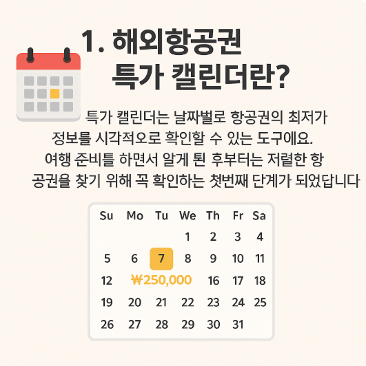 해외항공권 특가 캘린더 – 월별 최저가 정리