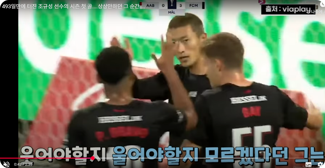 493일만에 터진 조규성 선수의 시즌 첫 골....상상만하던 그 순간 [출처 : Viaplay]