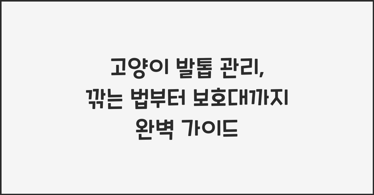고양이 발톱 관리: 깎는 법부터 보호대까지