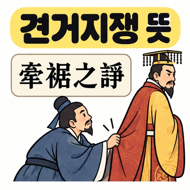 견거지쟁 뜻 문구와 牽裾之諍 한자, 옷자락을 붙잡는 손을 보여주는 대표 카드