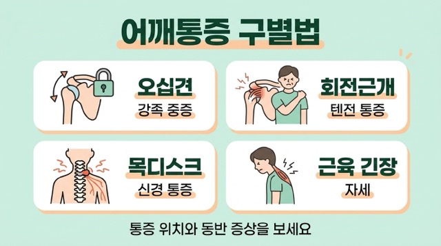 어깨 통증 오십견 회전근개 목디스크 구별법