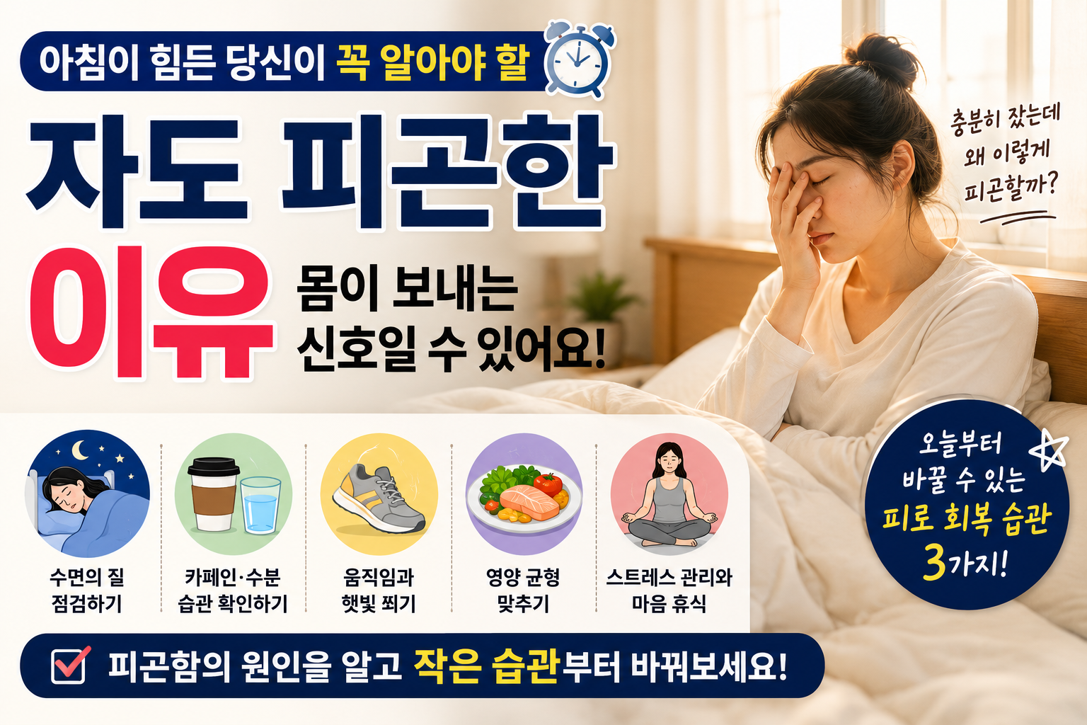 충분히 자는데도 왜 이렇게 피곤할까? 자도 피곤한 이유, 몸이 보내는 신호를 확인해보세요