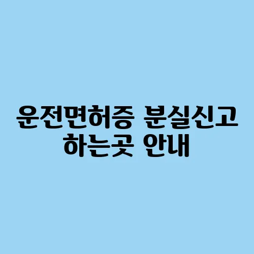 운전면허증 분실신고 하는곳 안내