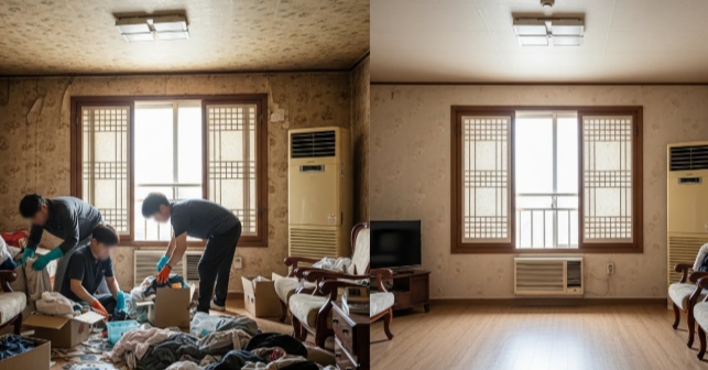 산청 고독사청소 후 모습