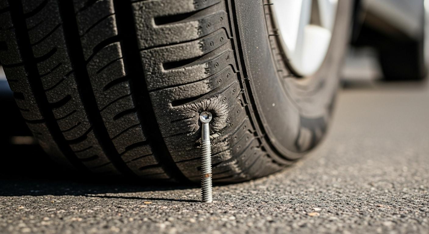 자동차 타이어 펑크