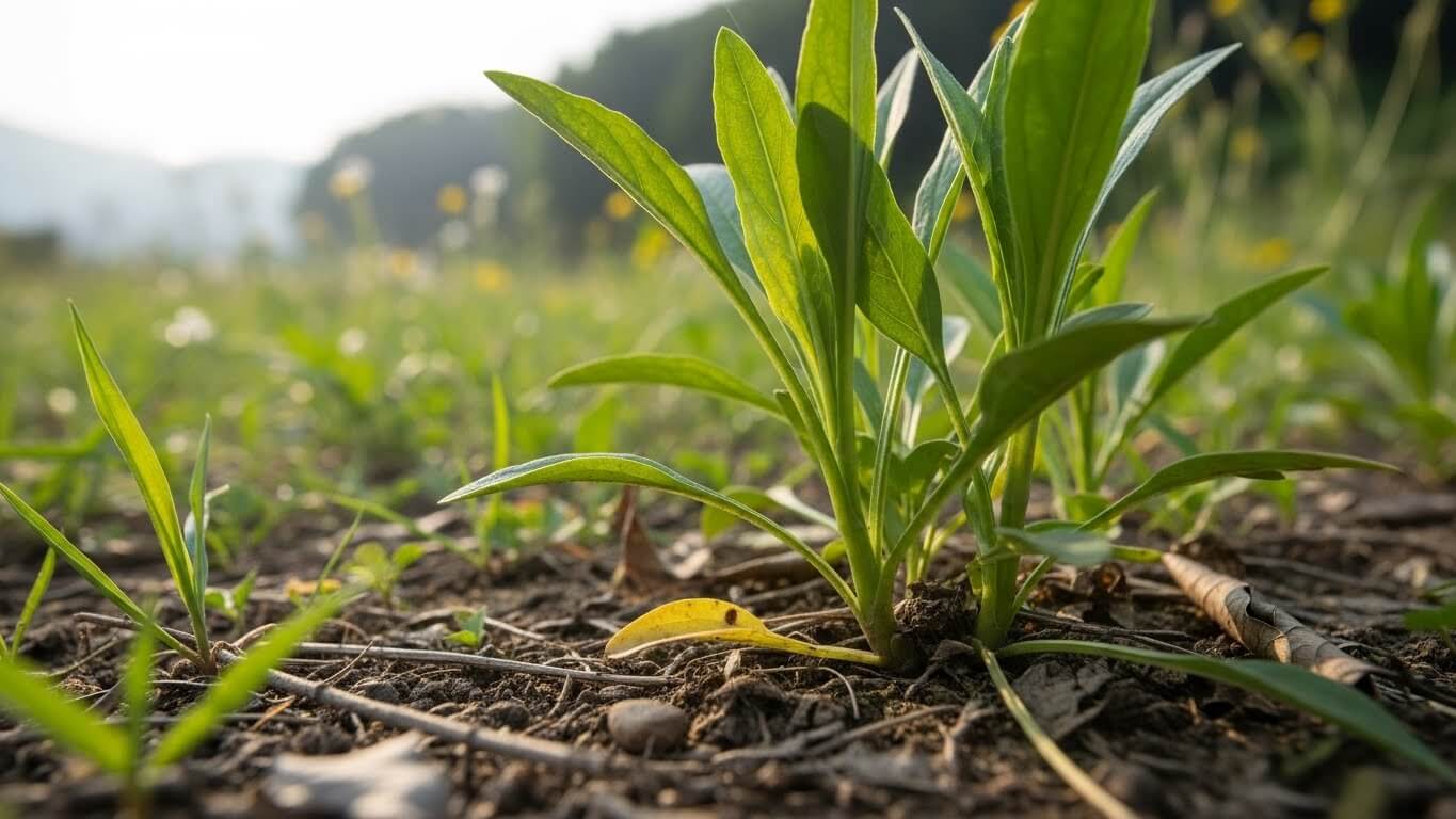 자연 상태에서 자라고 있는 우슬 식물의 모습