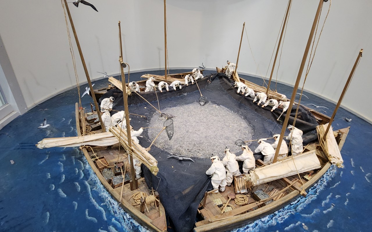 옛날 어부 어업모형