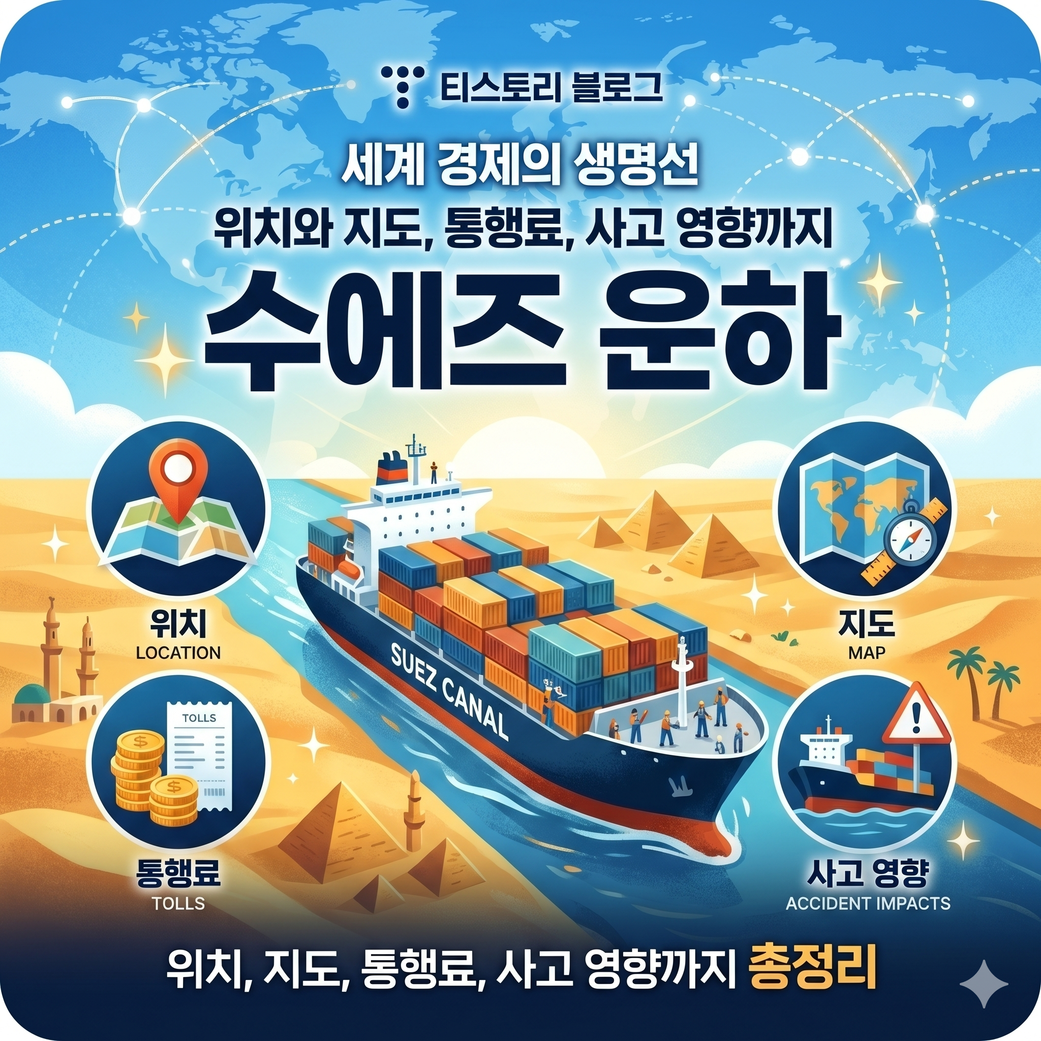 세계 경제의 생명선 수에즈 운하 위치와 지도 통행료 및 사고 영향 총정리