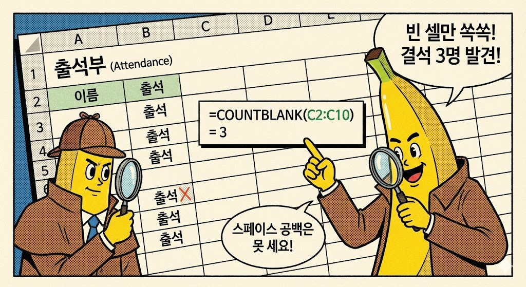 COUNTBLANK: 빈 셀(결석) 개수만 빠르게 세는 법