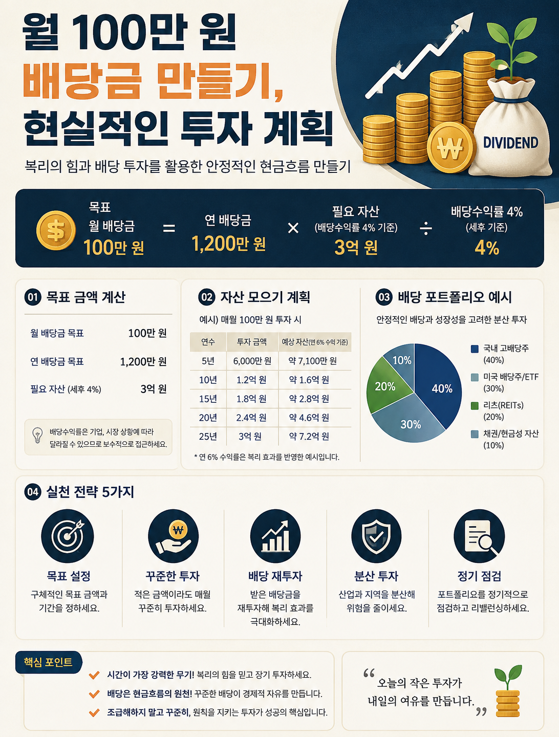 월 100만 원 배당금 만들기, 현실적인 투자 계획
