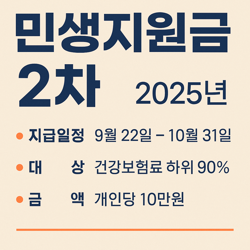 2025년 민생지원금 2차 지급 일정 안내