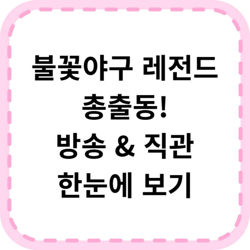 불꽃야구 방송 다시보기 (+직관 예매방법)