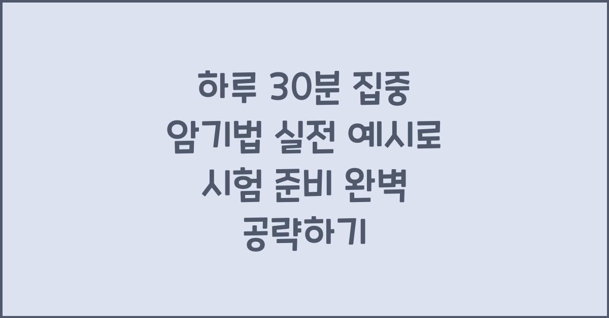 하루 30분 집중 암기법 실전 예시