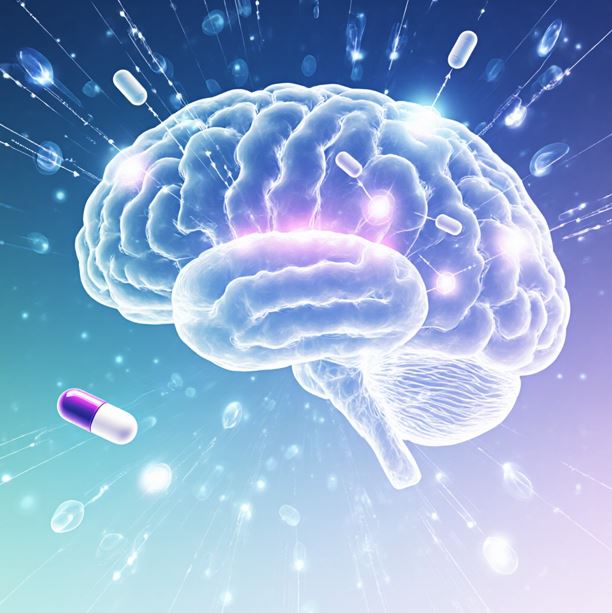뇌 안에서 신경전달물질이 흐르는 모습을 시각화한 그림