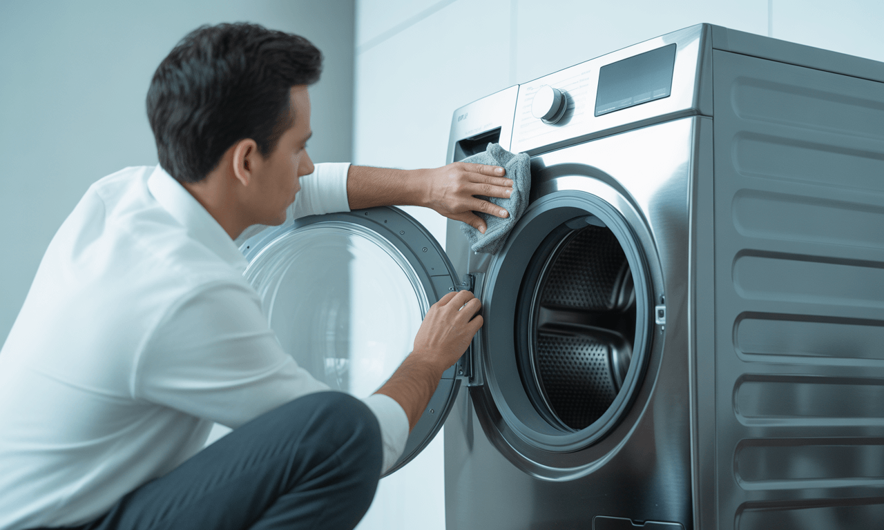 세탁기-문을-열어두는-것이-중요한-이유-드럼세탁기-청소하는-모습