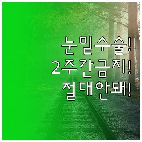 눈밑 수술 후 2주간 절대 하면 안 ..