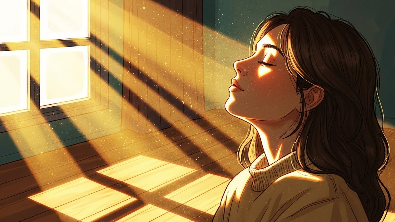 Woman enjoying morning sunlight to increase natural vitamin D levels and support a stronger immune system.