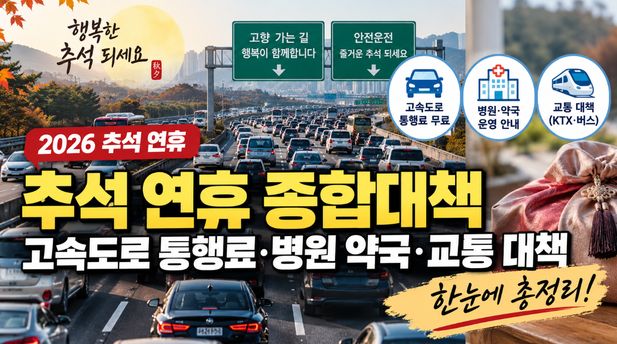 추석 연휴 종합대책|고속도로 통행료·병원 약국·교통 대책 총정리