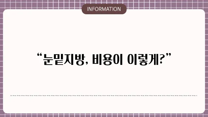눈밑지방제거 수술비용