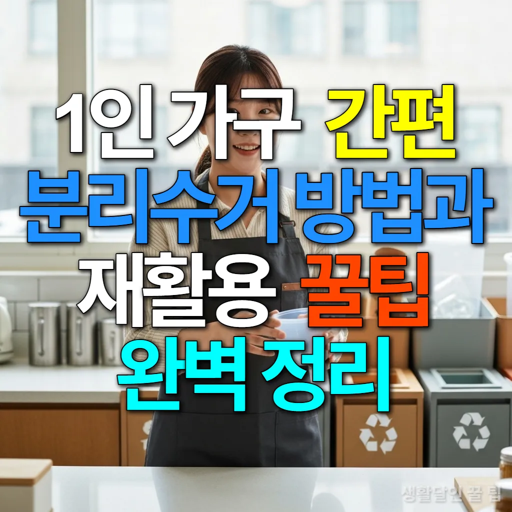 깔끔하게 정돈된 주방에서 플라스틱 용기를 헹구며 분리수거하는 1인 가구 여성