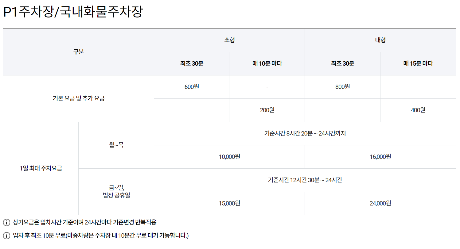 제주공항 P1 주차장 / 국내 화물 주차장