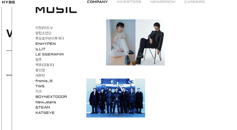 하이브 소속 레이블 가수