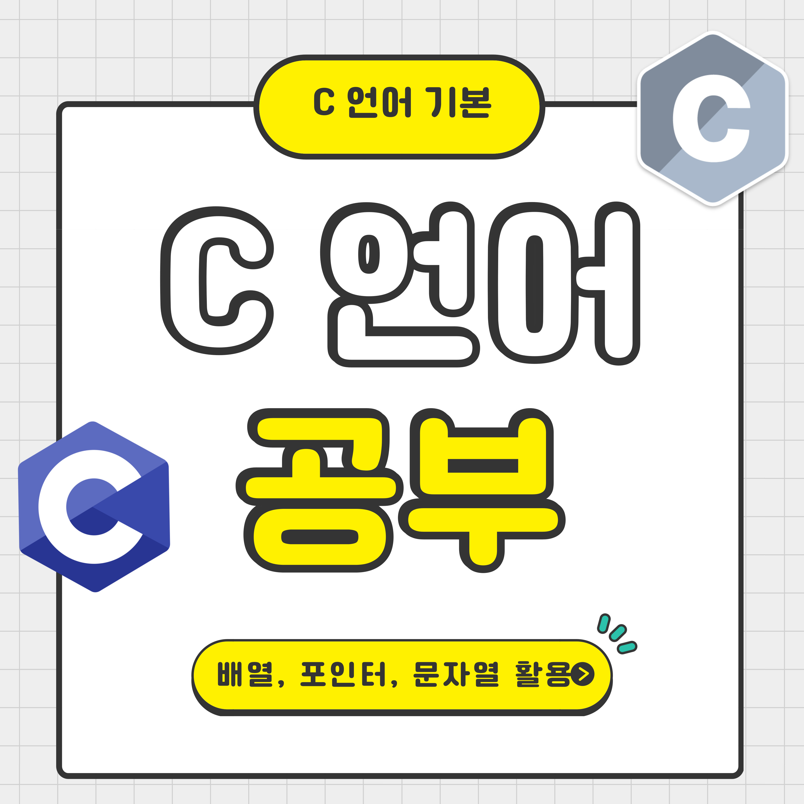 C 언어 기본 배열, 포인터, 문자열 활용 소개 이미지