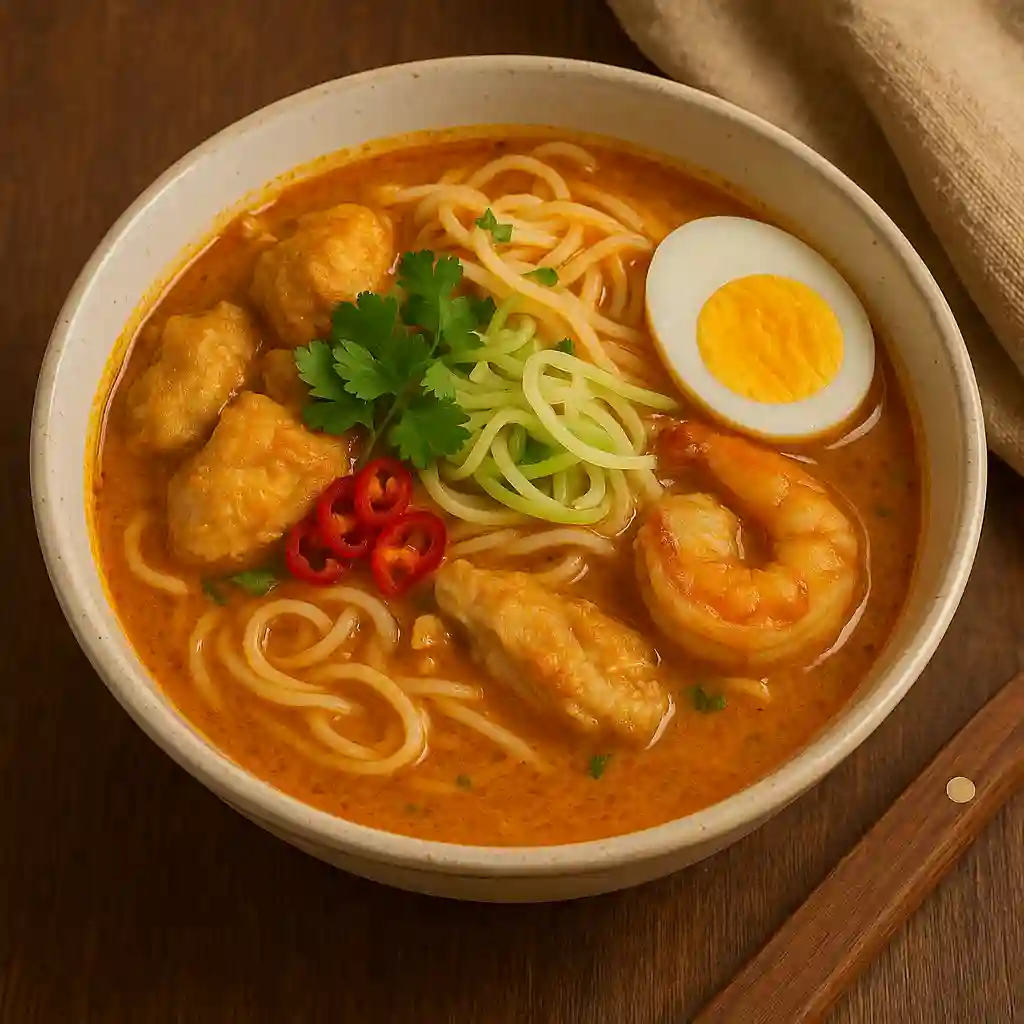 말레이시아 코코넛 누들스프 카레 락사 사진