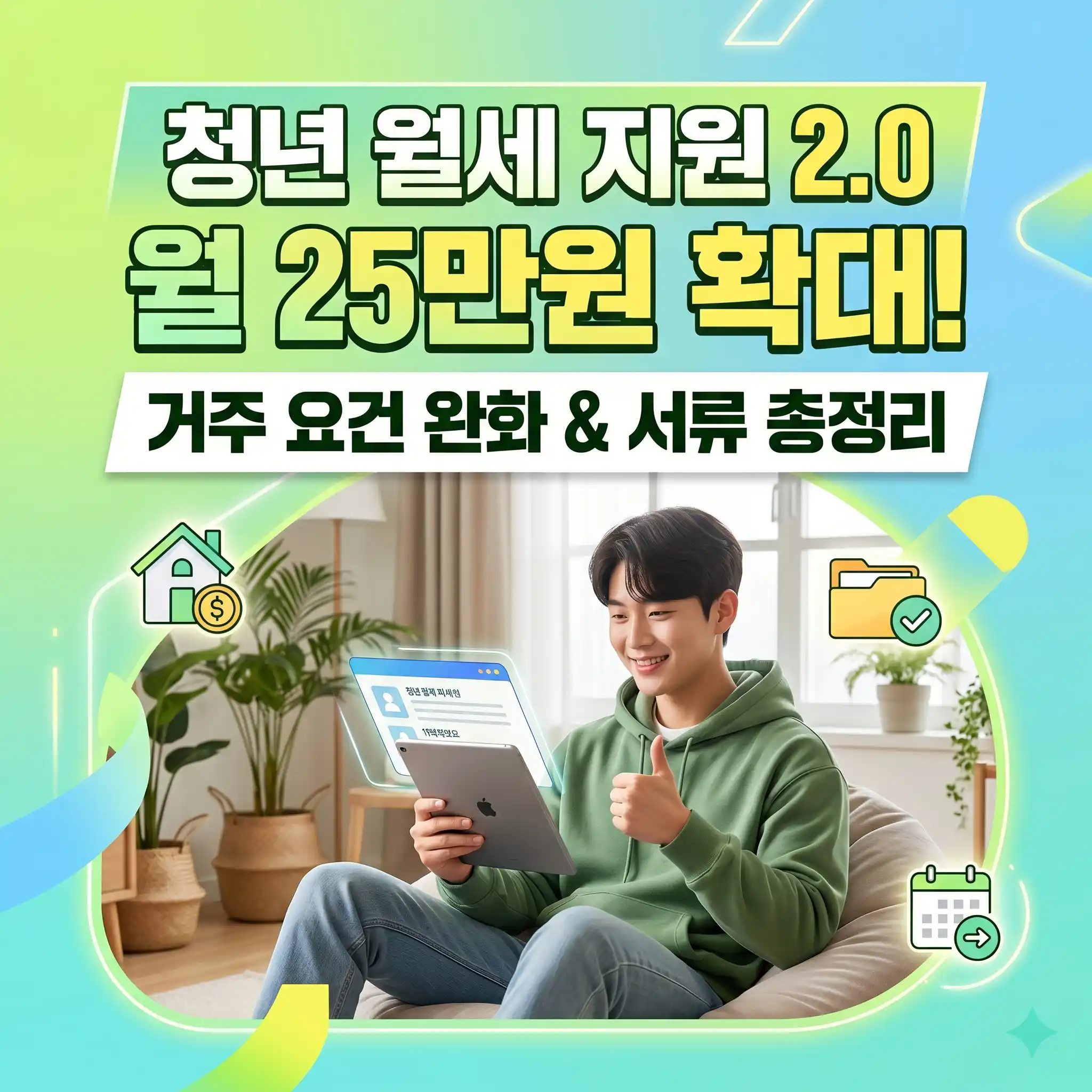 청년 월세 지원 2.0 월 25만원 확대 혜택 및 거주 요건 완화 신청 서류 안내 썸네일