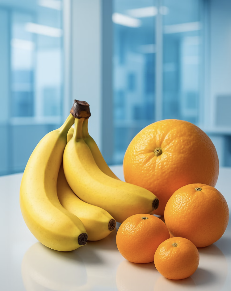 칼륨 폭탄&amp;#44; 노란 과일과 채소