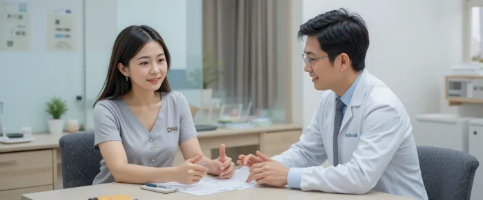 DNA 주사 상담 중인 여성
