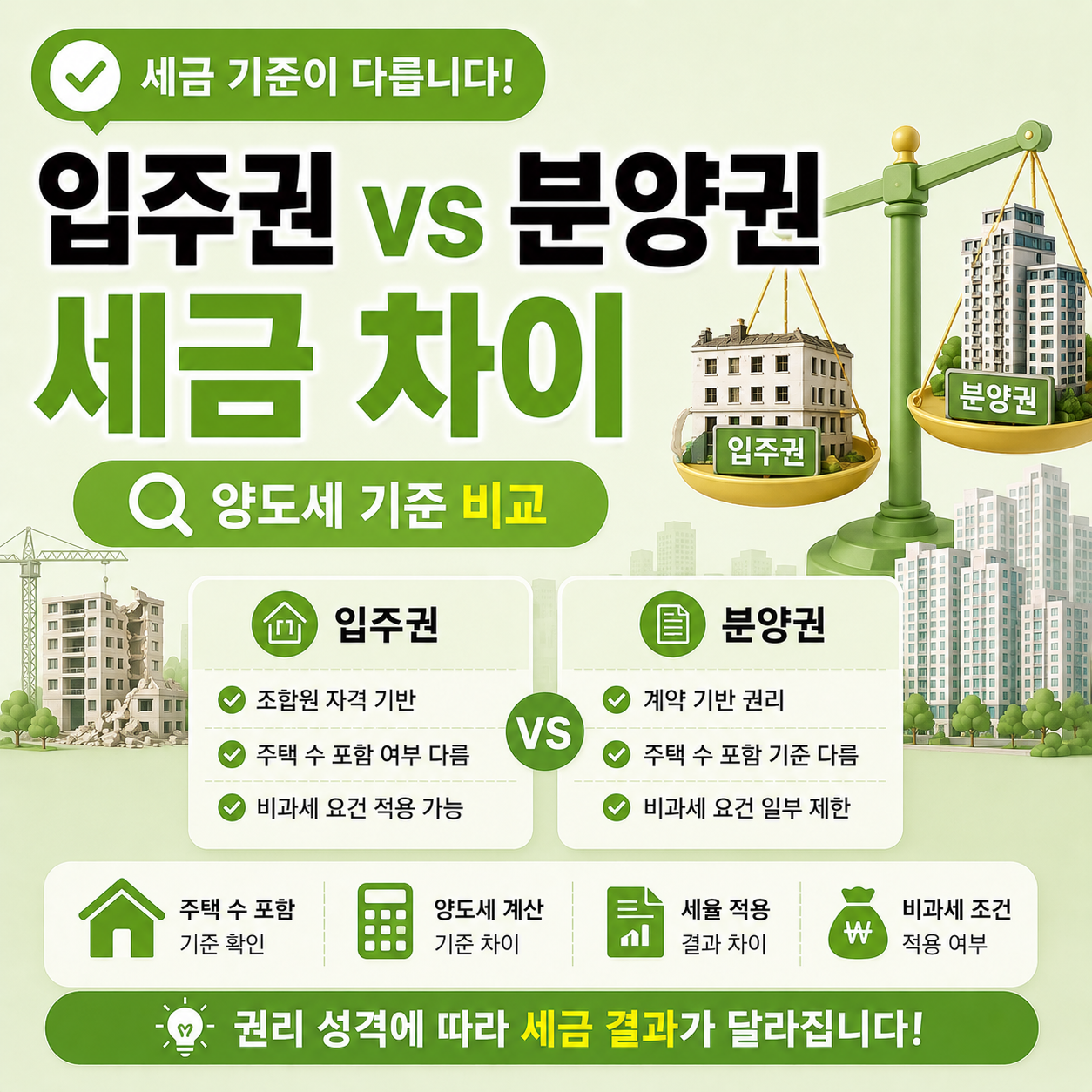 재개발 입주권과 분양권 차이 세금 비교