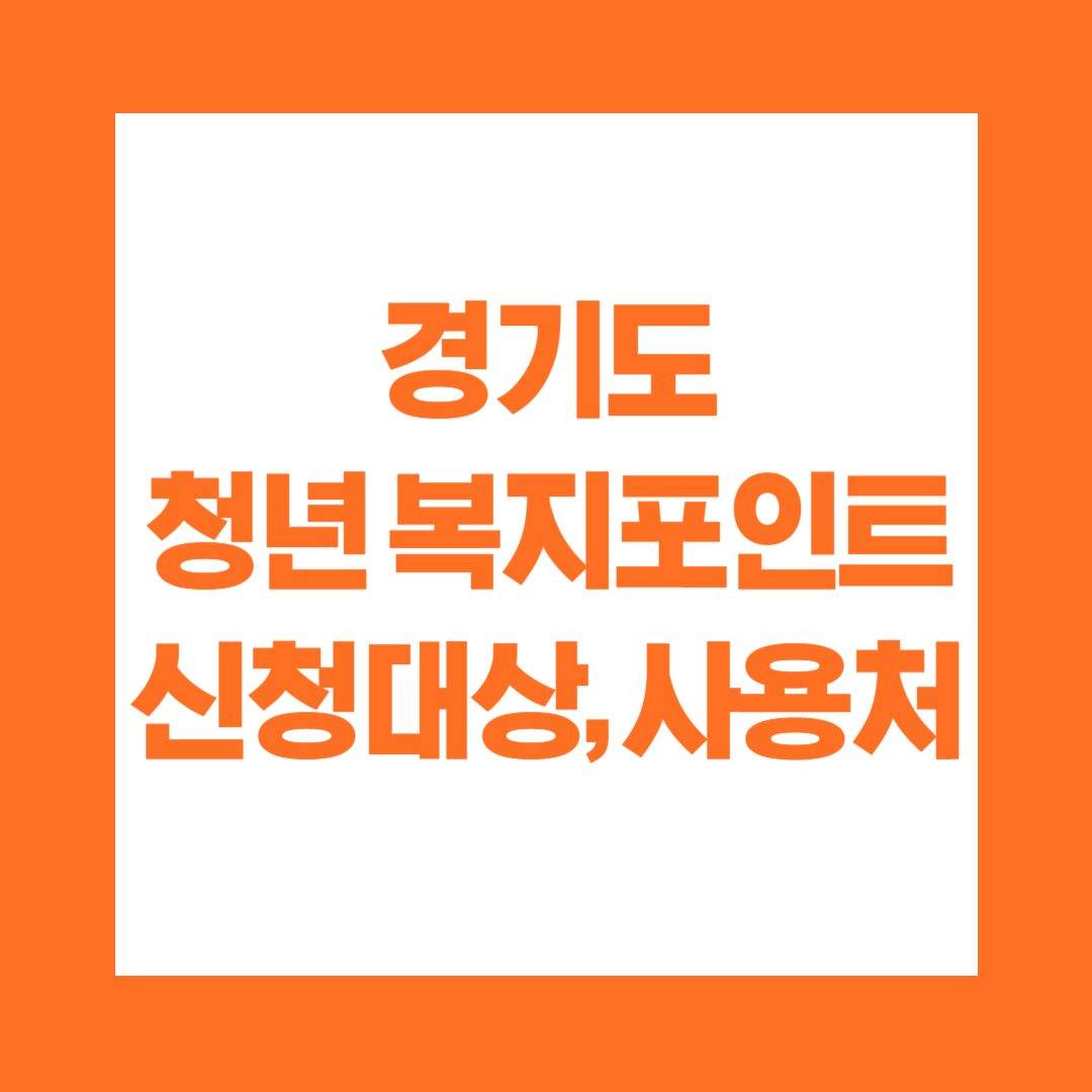 경기도 청년 복지포인트 신청대상 사용처