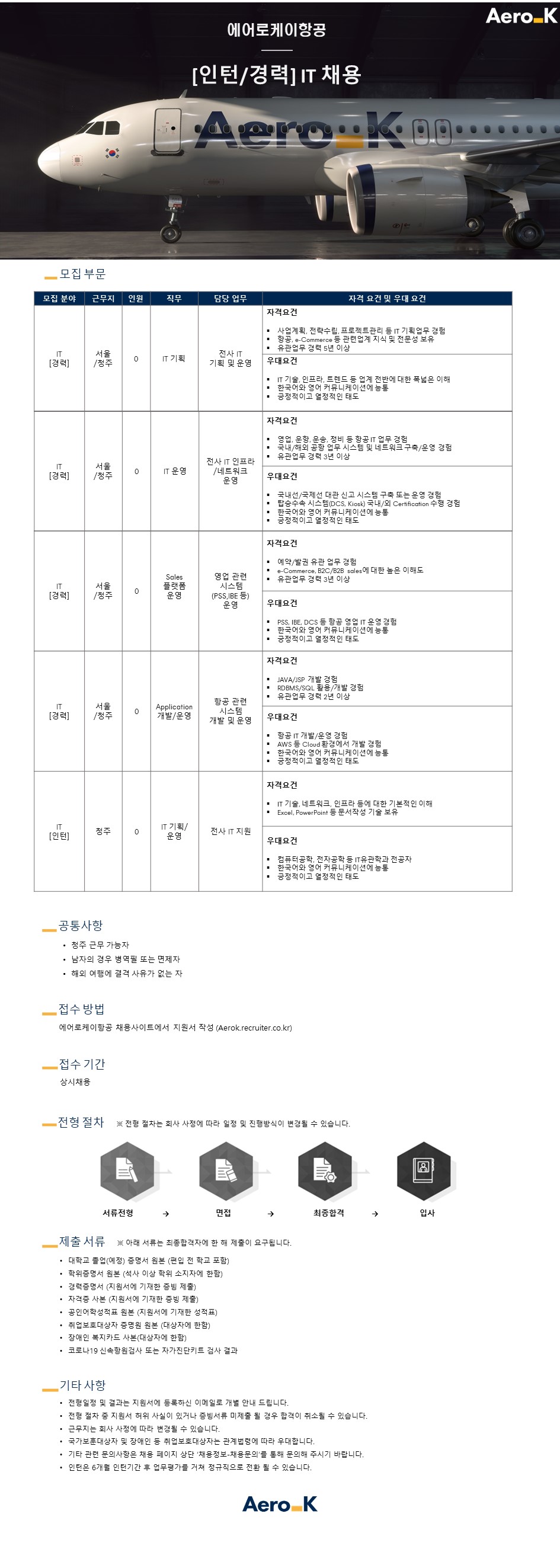 에어로케이항공 [인턴/경력] IT 채용