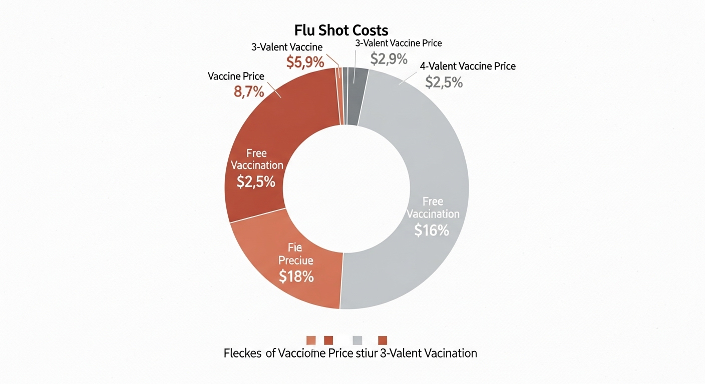 2025년 독감 주사 가격 구성과 무료 접종, 3가, 4가 백신 가격대를 보여주는 깔끔한 인포그래픽